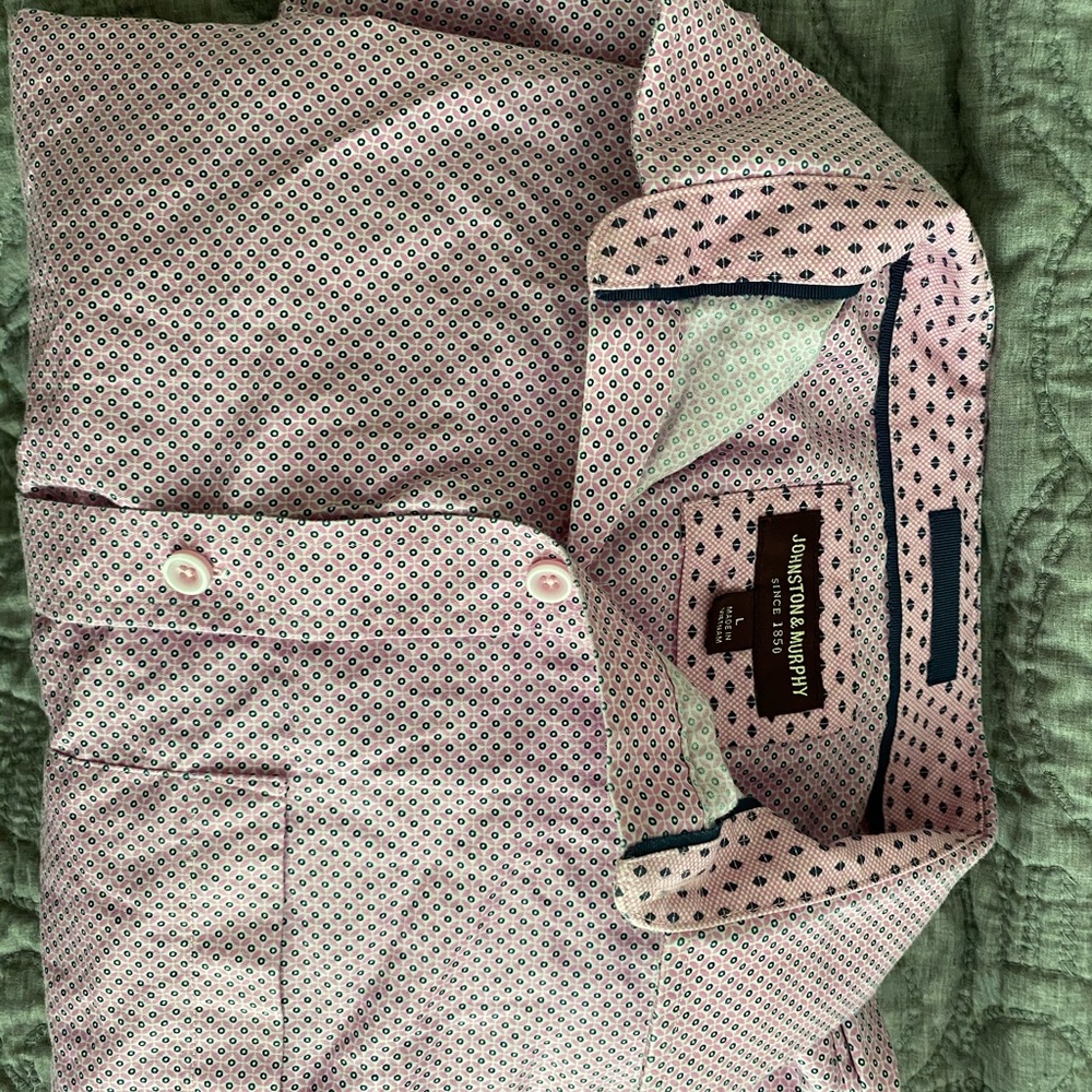 Johnson and Murphy Pink, Blue and White Shirt